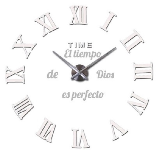 RELOJ MINI 50X50CM+  FRASE PLATEADA