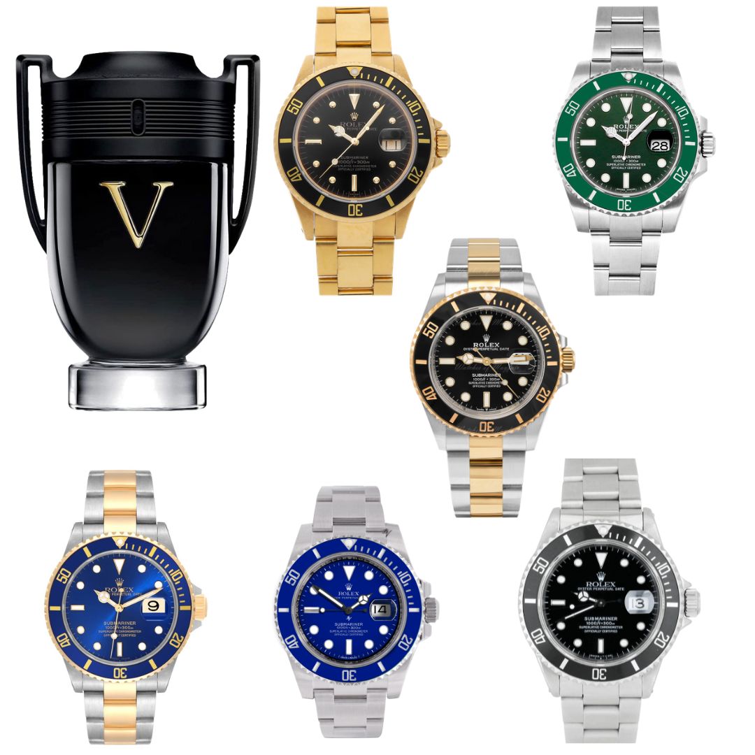 KIT INVICTUS VICT+RELOJ ROLEX SUBMARINER - COLOR: DORADO + FONDO NEGRO