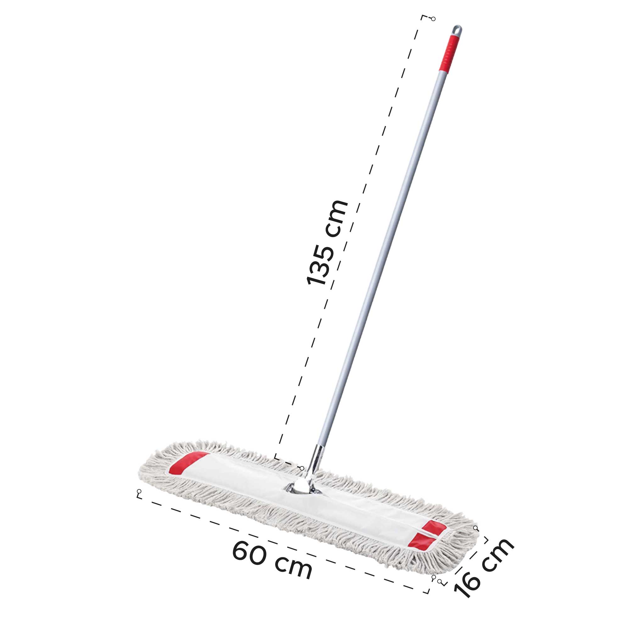 Mopa plana de algodón 60 cm con cabo