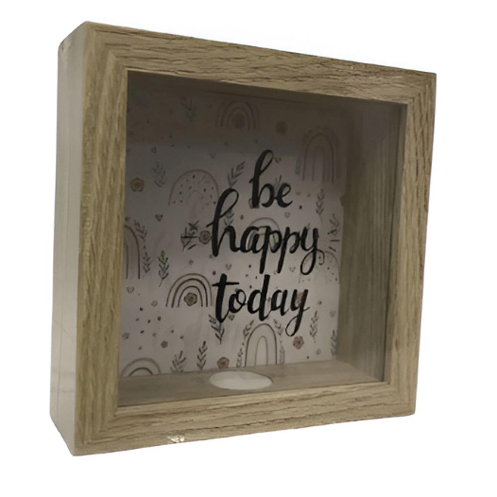 ¡Ahorra con estilo! 💰 Alcancía de Madera y Vidrio Happy