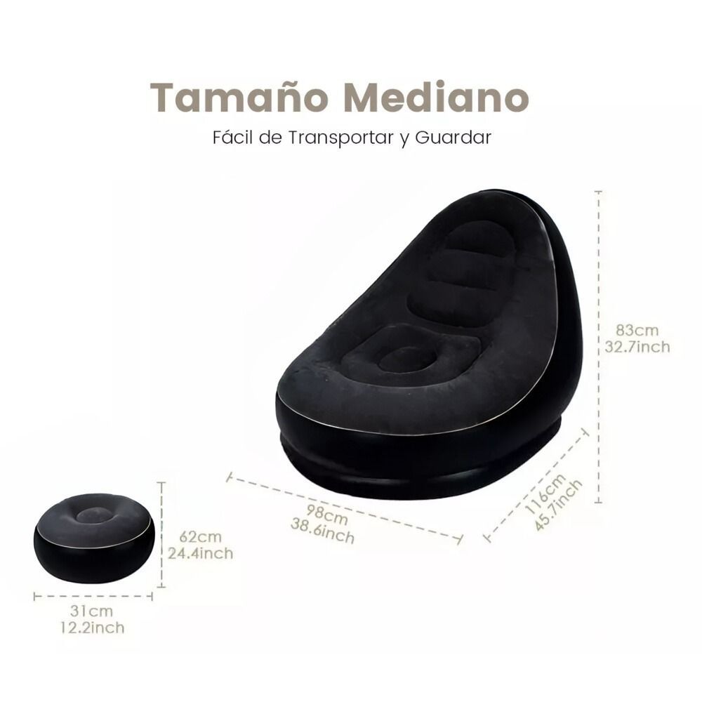 Miniatura 4 de Sofa Negro Inflable  PosaPies + Inflador