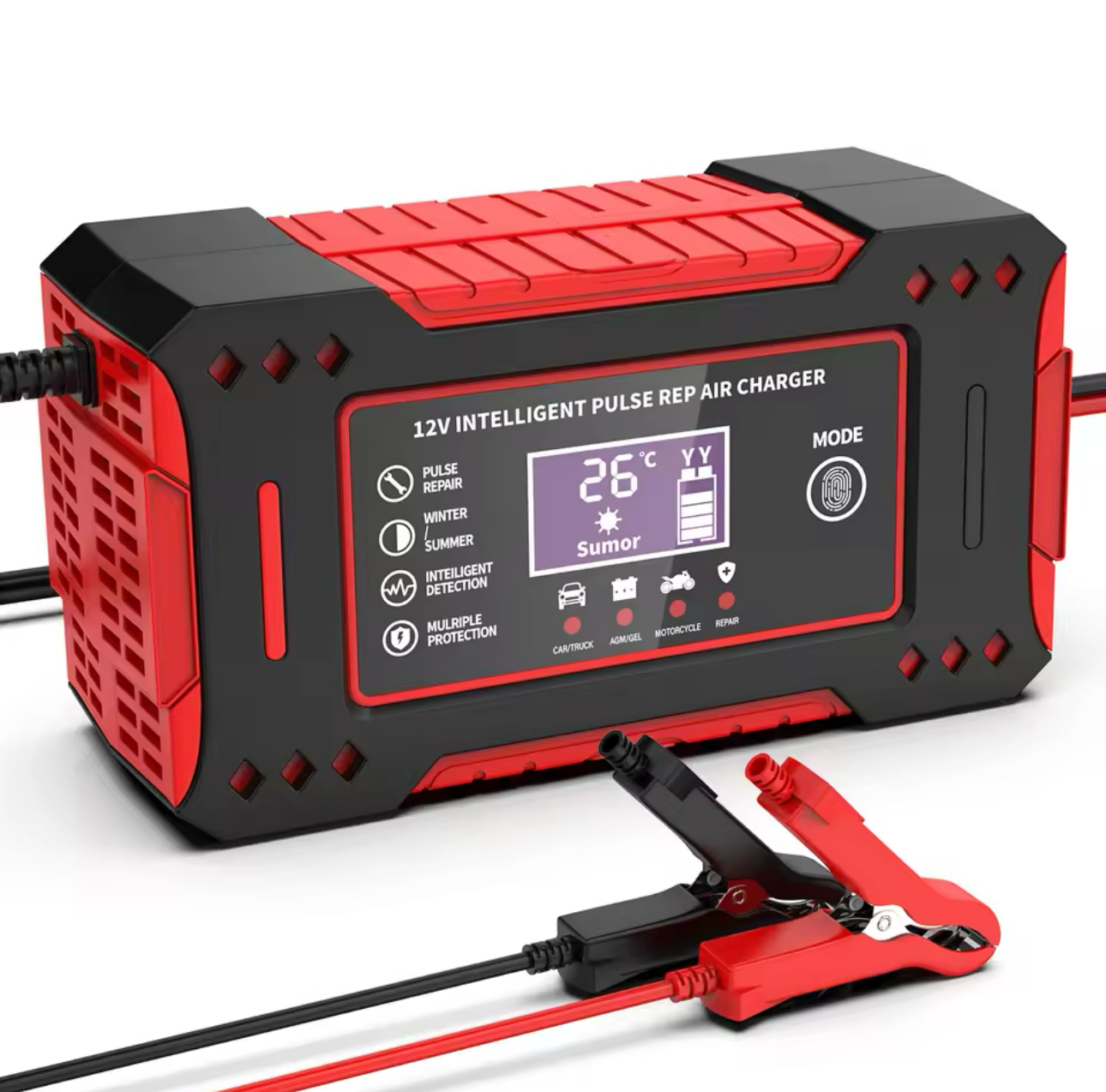 CARGADOR BATERÍA AUTO 12V PANTALLA LCD