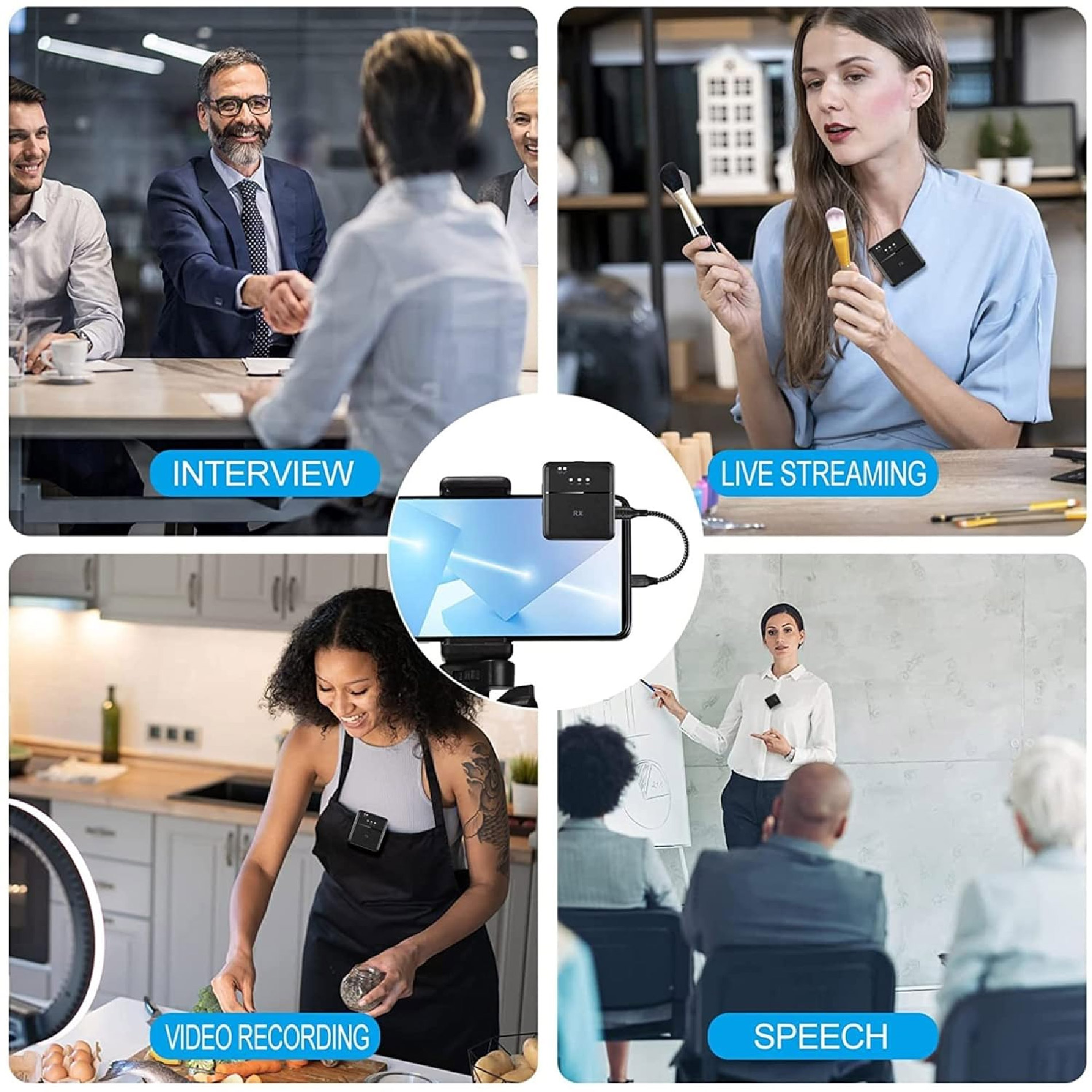 Miniatura 5 de Kit X2 Micrófonos Solapa SX9 Inalambrico