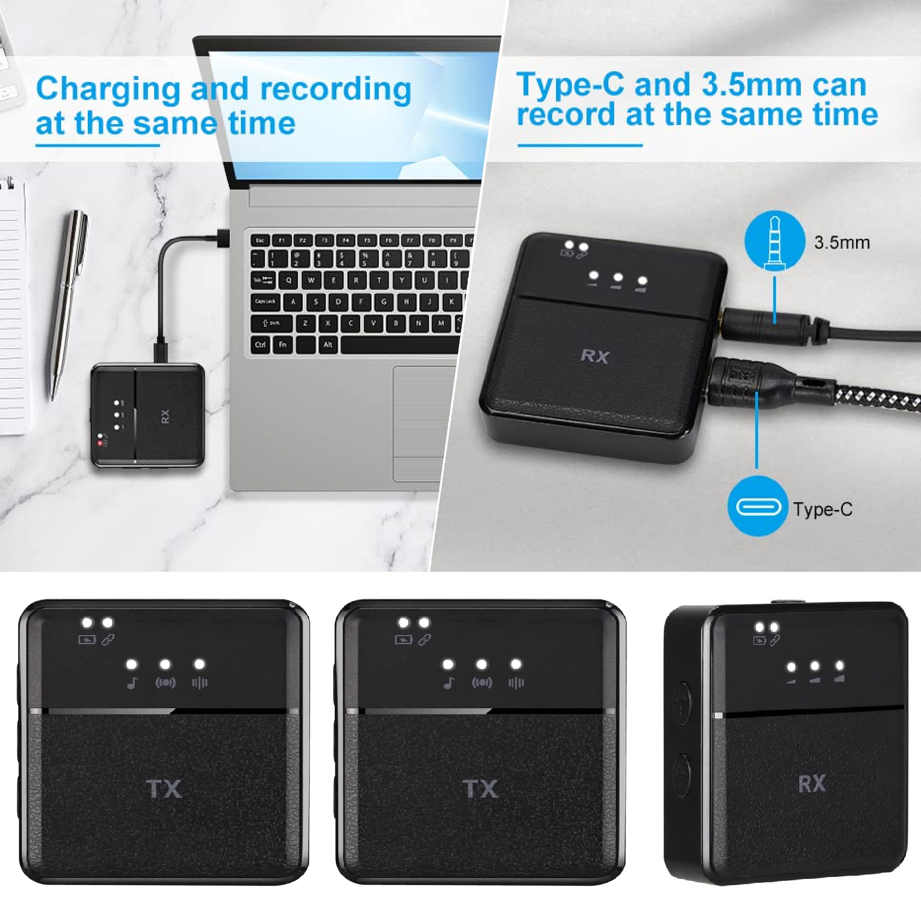 Miniatura 4 de Kit X2 Micrófonos Solapa SX9 Inalambrico