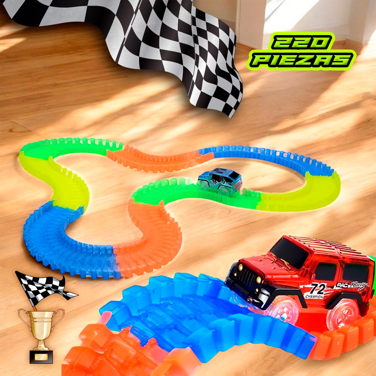 Miniatura 5 de Pista Armable Neón de Carreras 222-H68