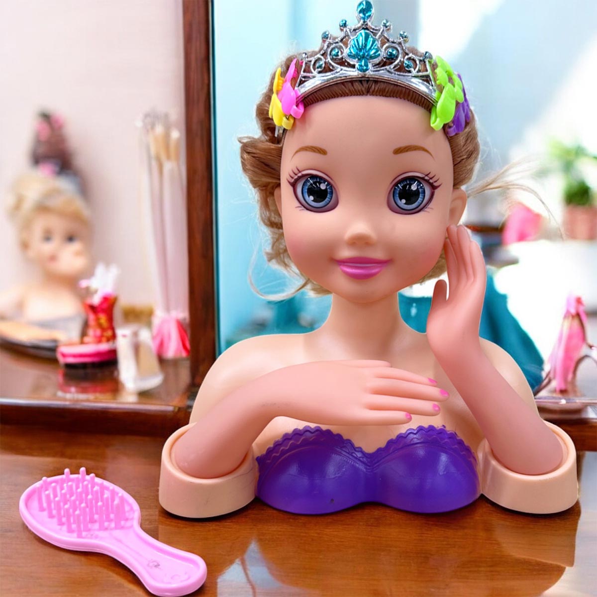 Miniatura 2 de Cabeza de Peinados Muñeca 6989