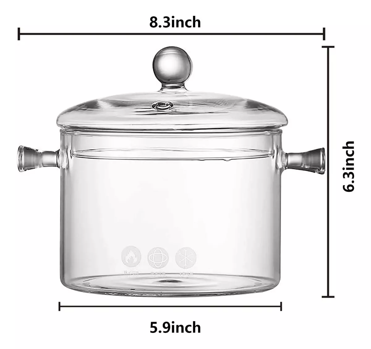 Miniatura 1 de Olla De Vidrio Resistente Al Calor