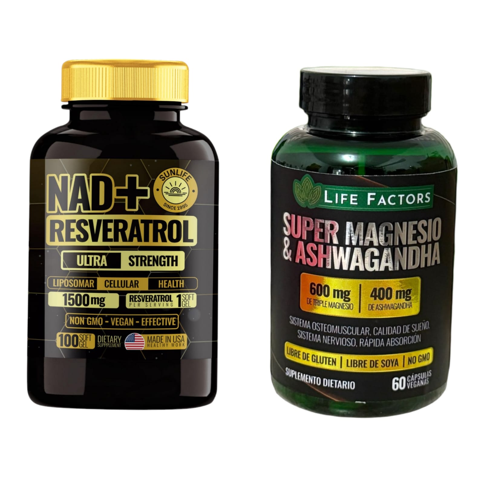 NAD +  resverat-super mgno y Ashwagandha