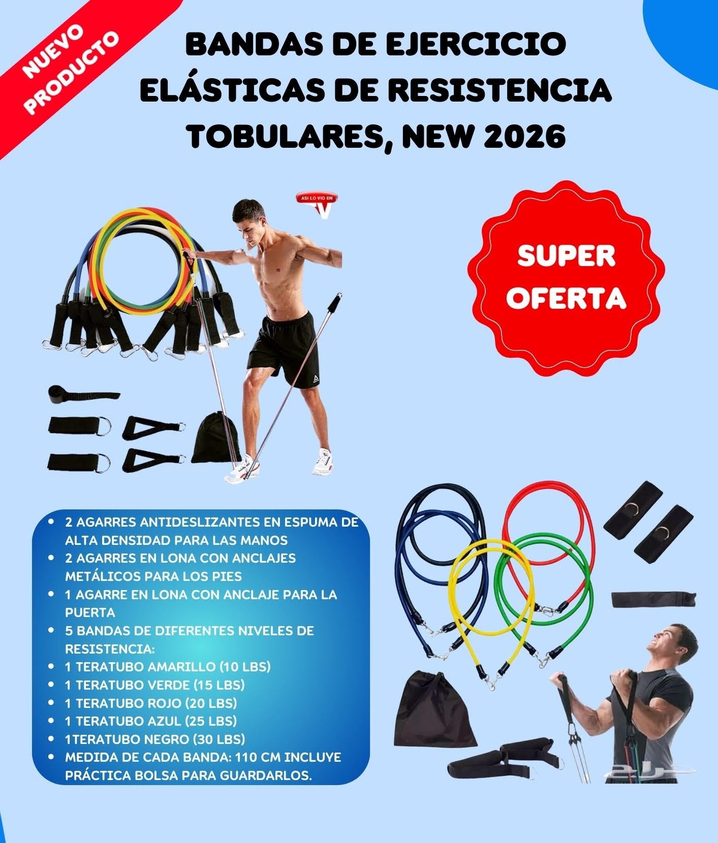 Kit X 5 Bandas De Resistencia Tubulares