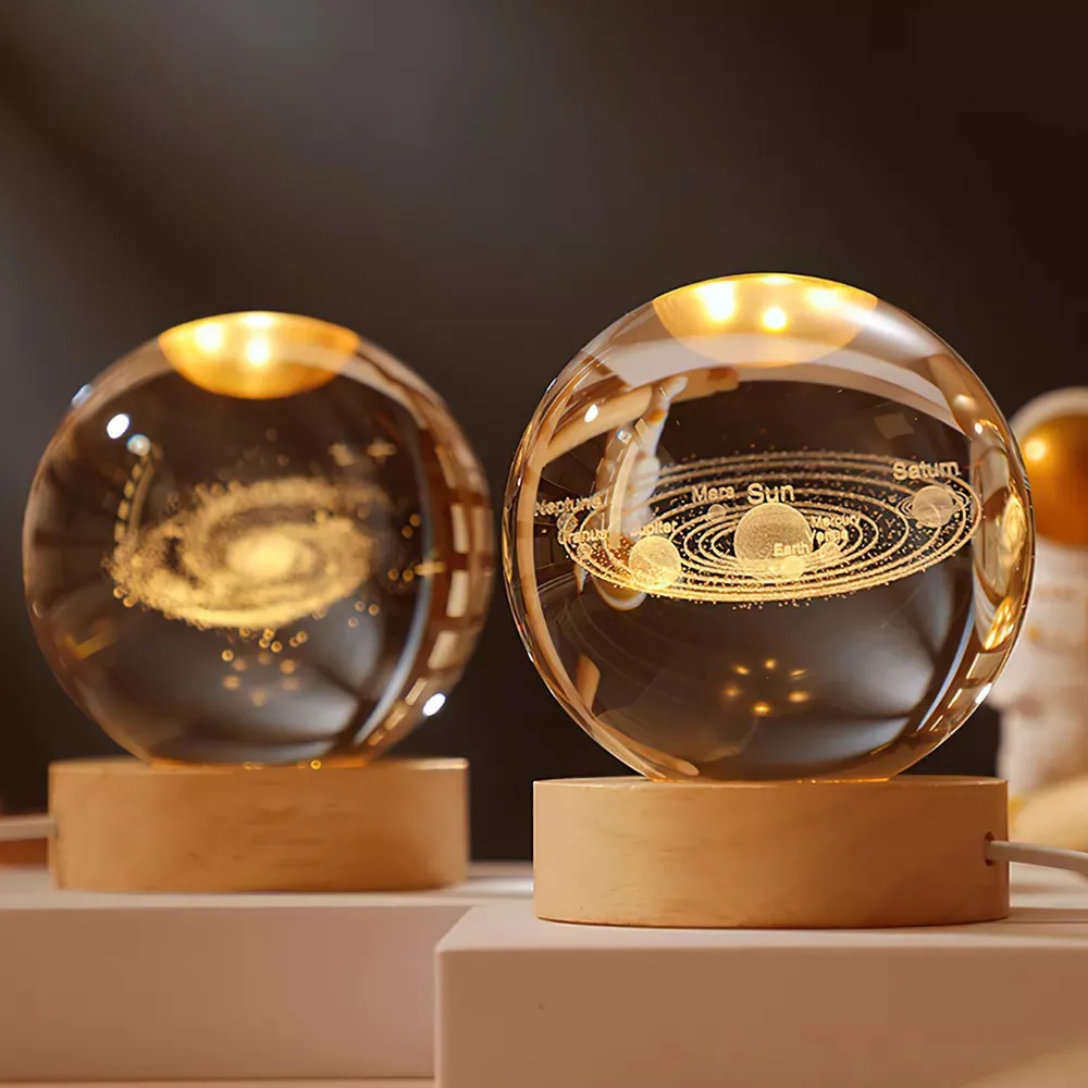 Lámpara bola de cristal 3D Planetas