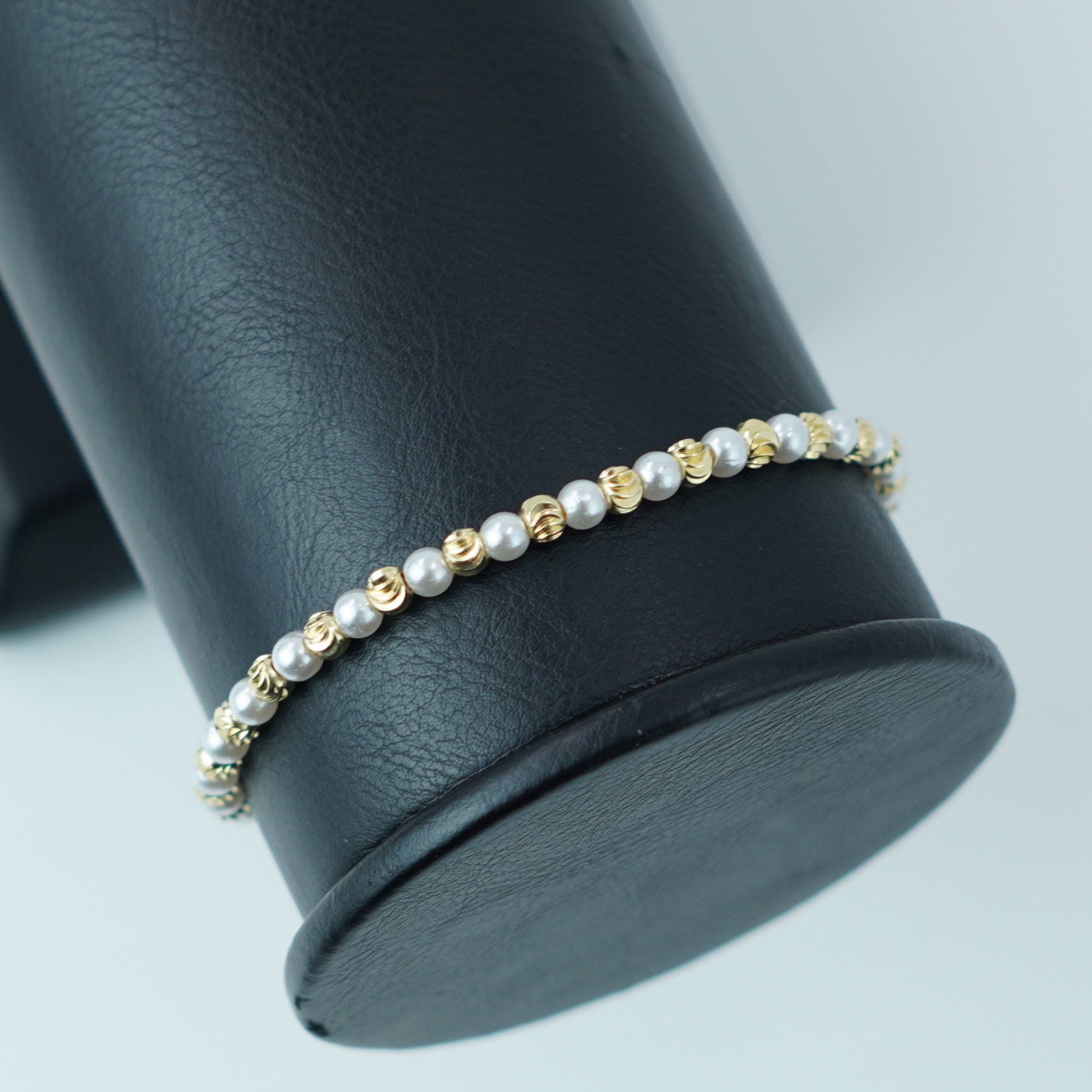 PULSERA PERLA PEQUEÑA BALIN DIAMANTADO