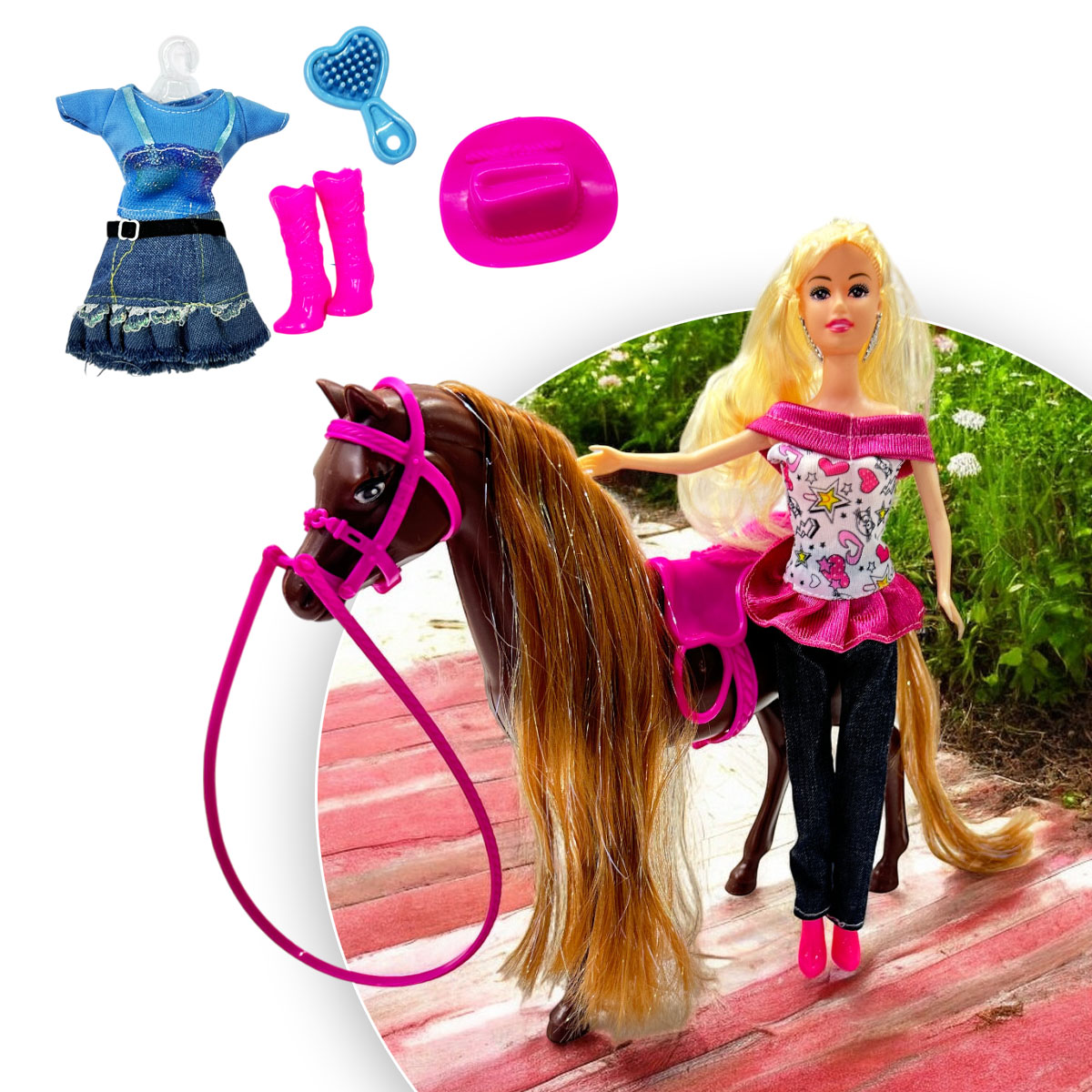 Muñeca Tipo Barbie Jinete Juguete MB190