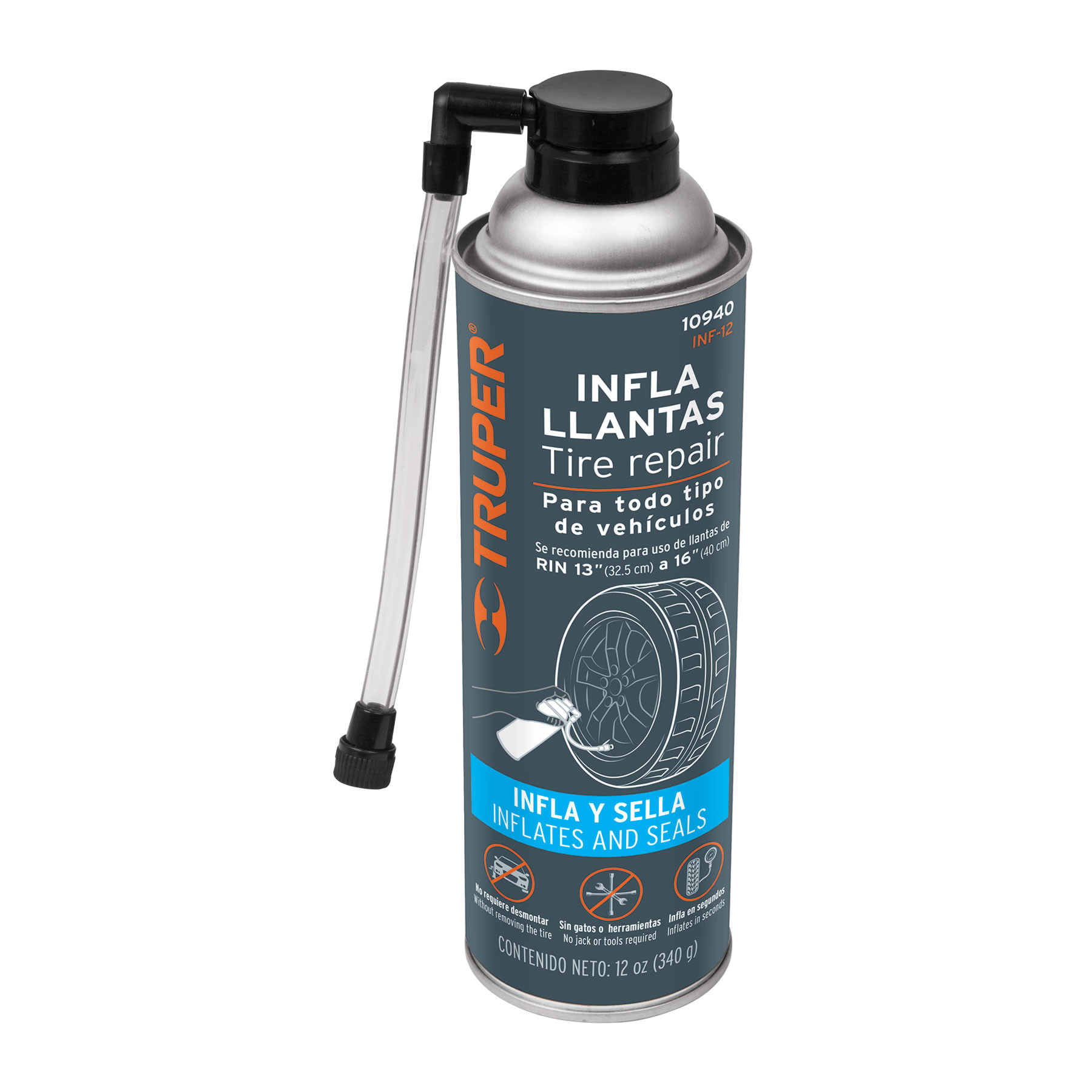 Infla y despincha llantas de 12oz Truper