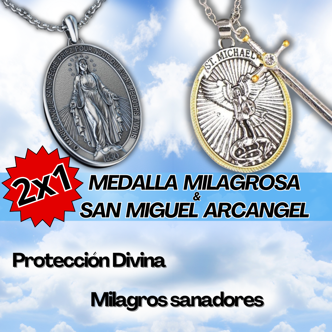 PROMO 2x1 MEDALLA ARCANGEL Y MILAGROSA