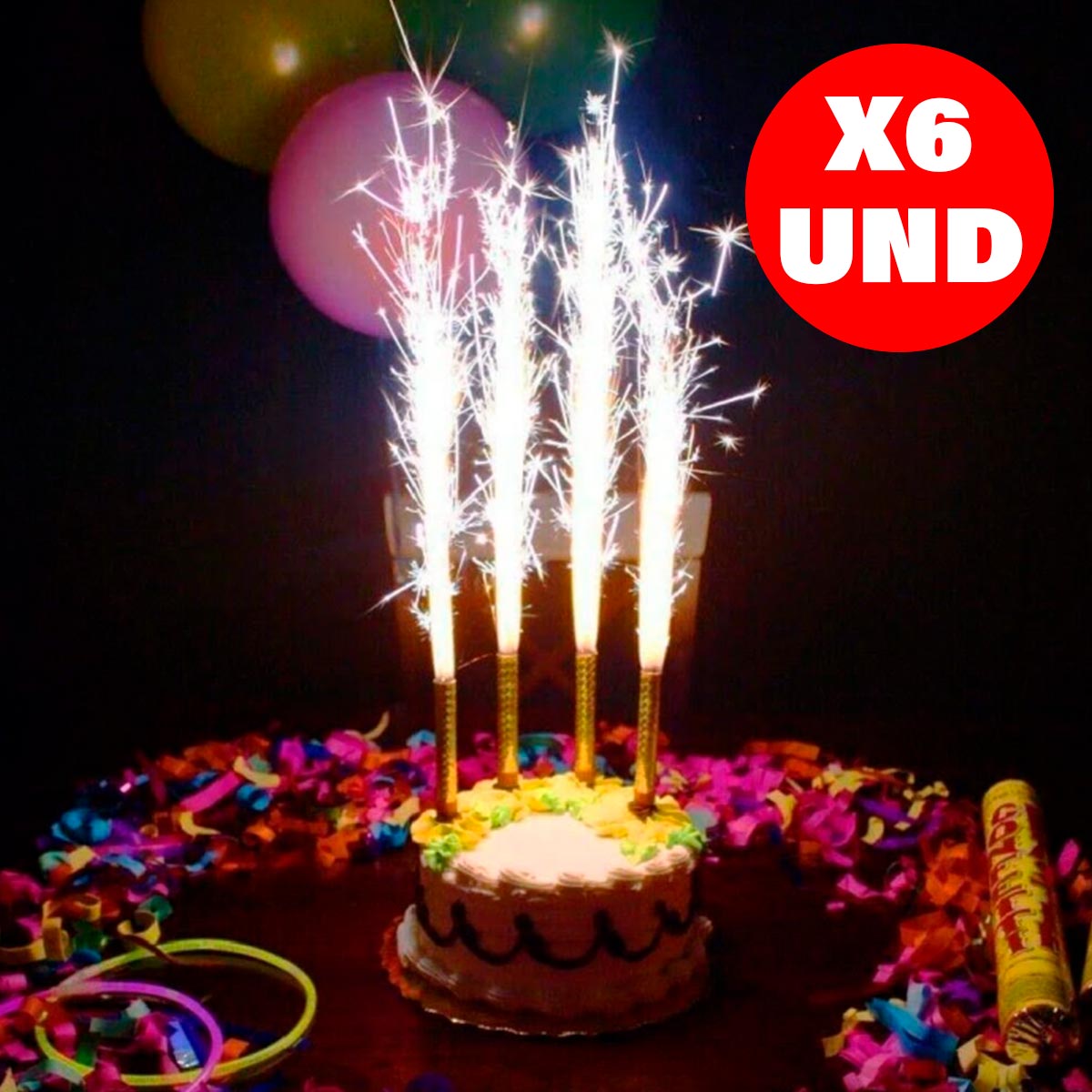 Miniatura 5 de Velas Volcan X6 Cumpleaños WF901