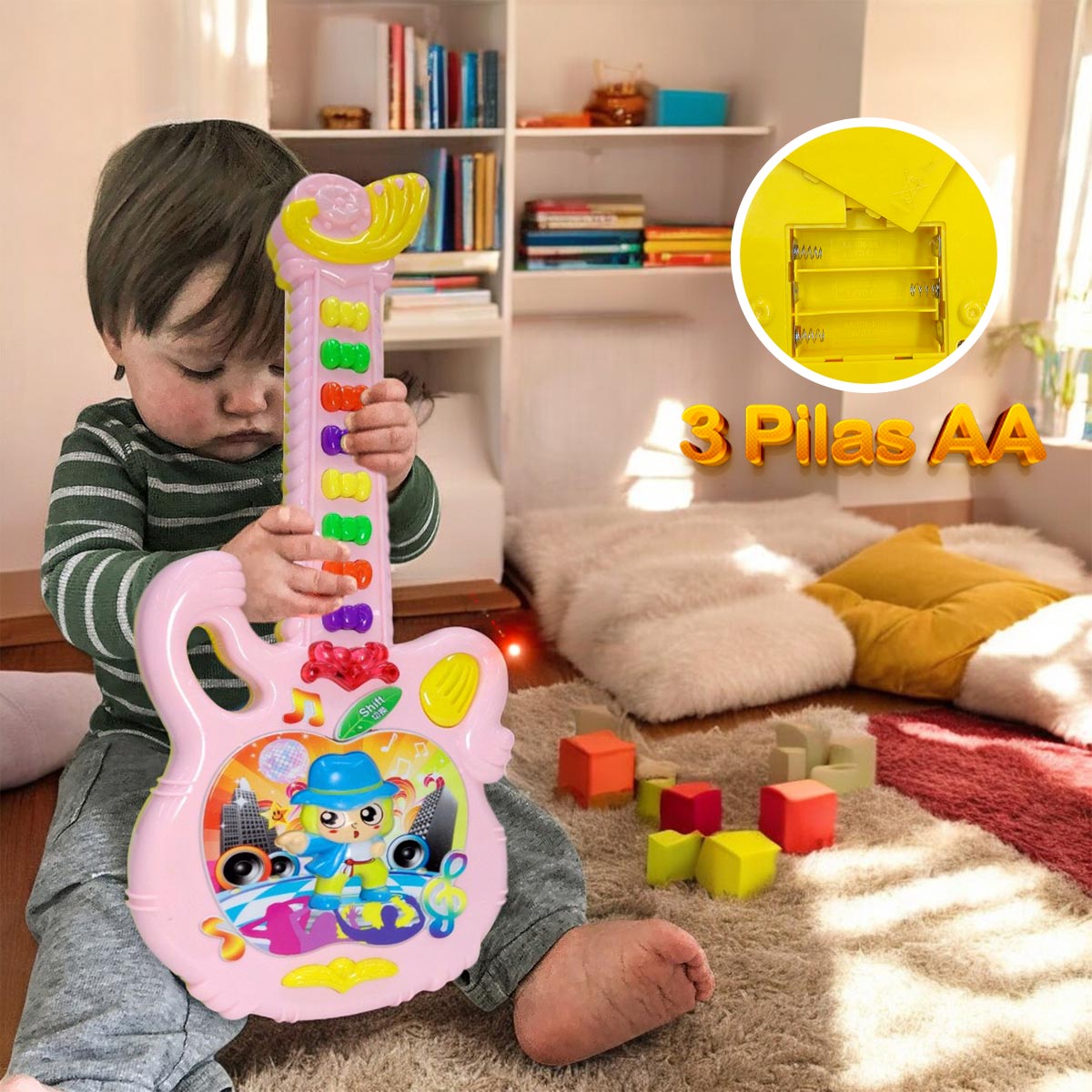 Miniatura 2 de Guitarra Juguete Luces y Sonido AJ078