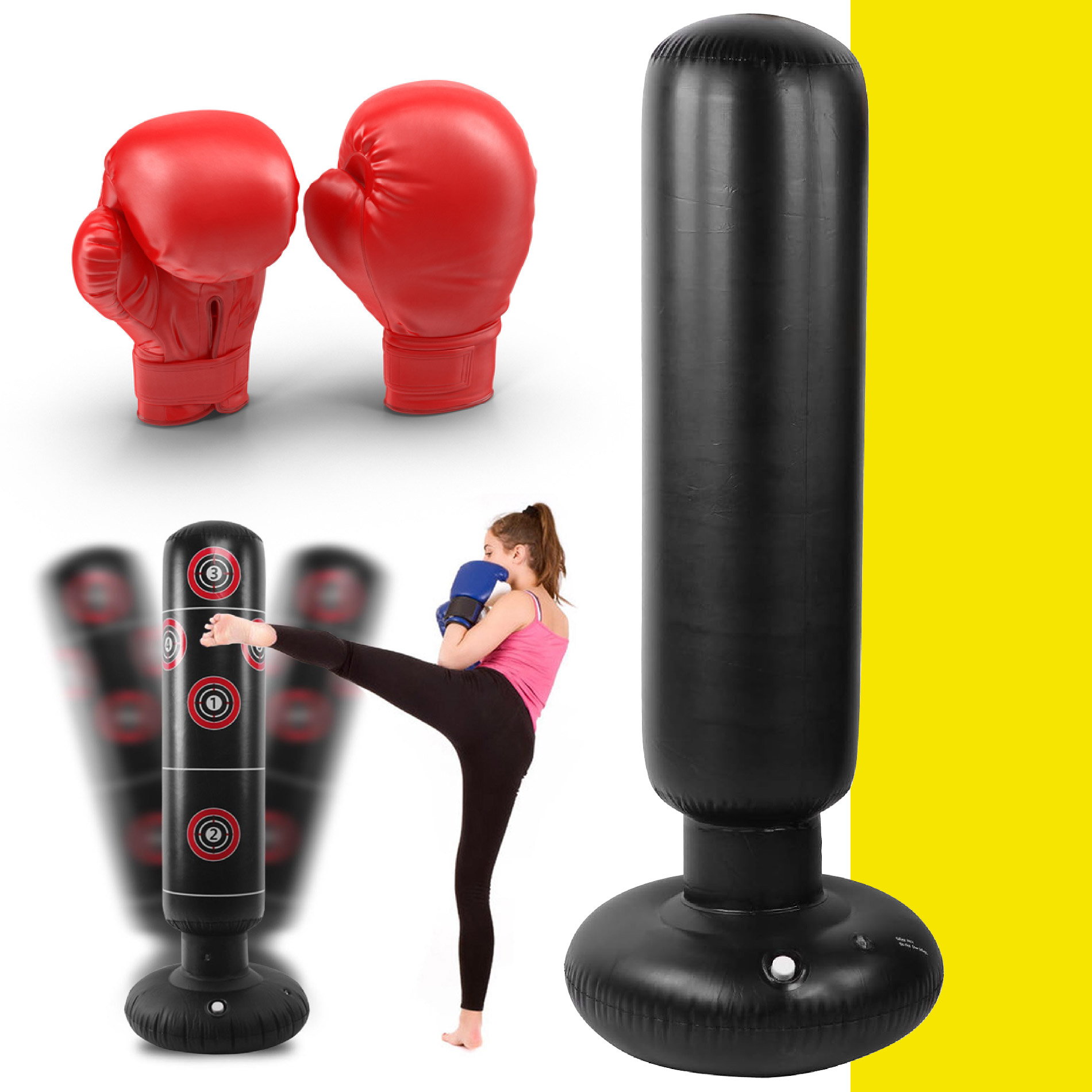 Miniatura 6 de Saco Boxeo Inflable Fitness Con Guantes