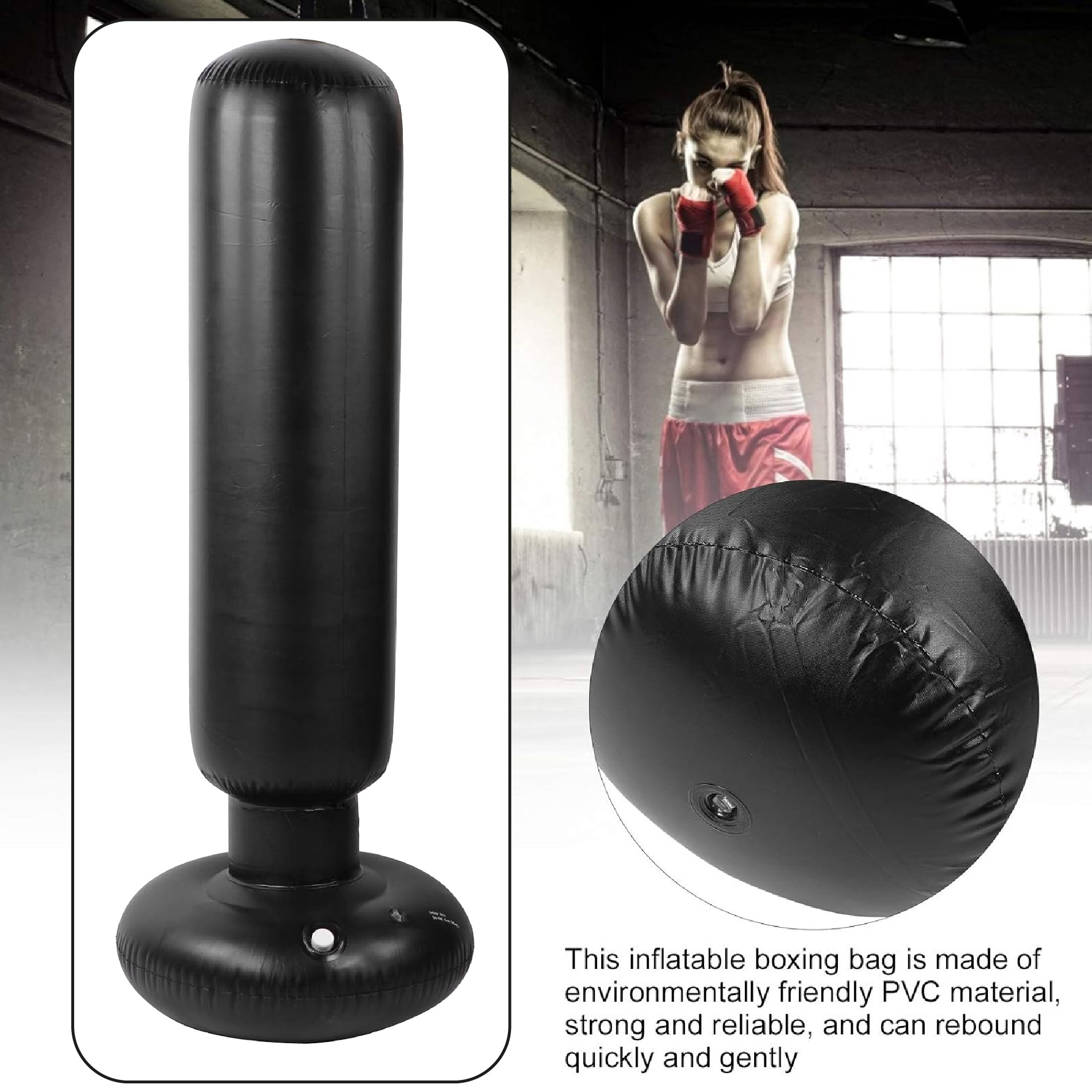 Miniatura 5 de Saco Boxeo Inflable Fitness Con Guantes