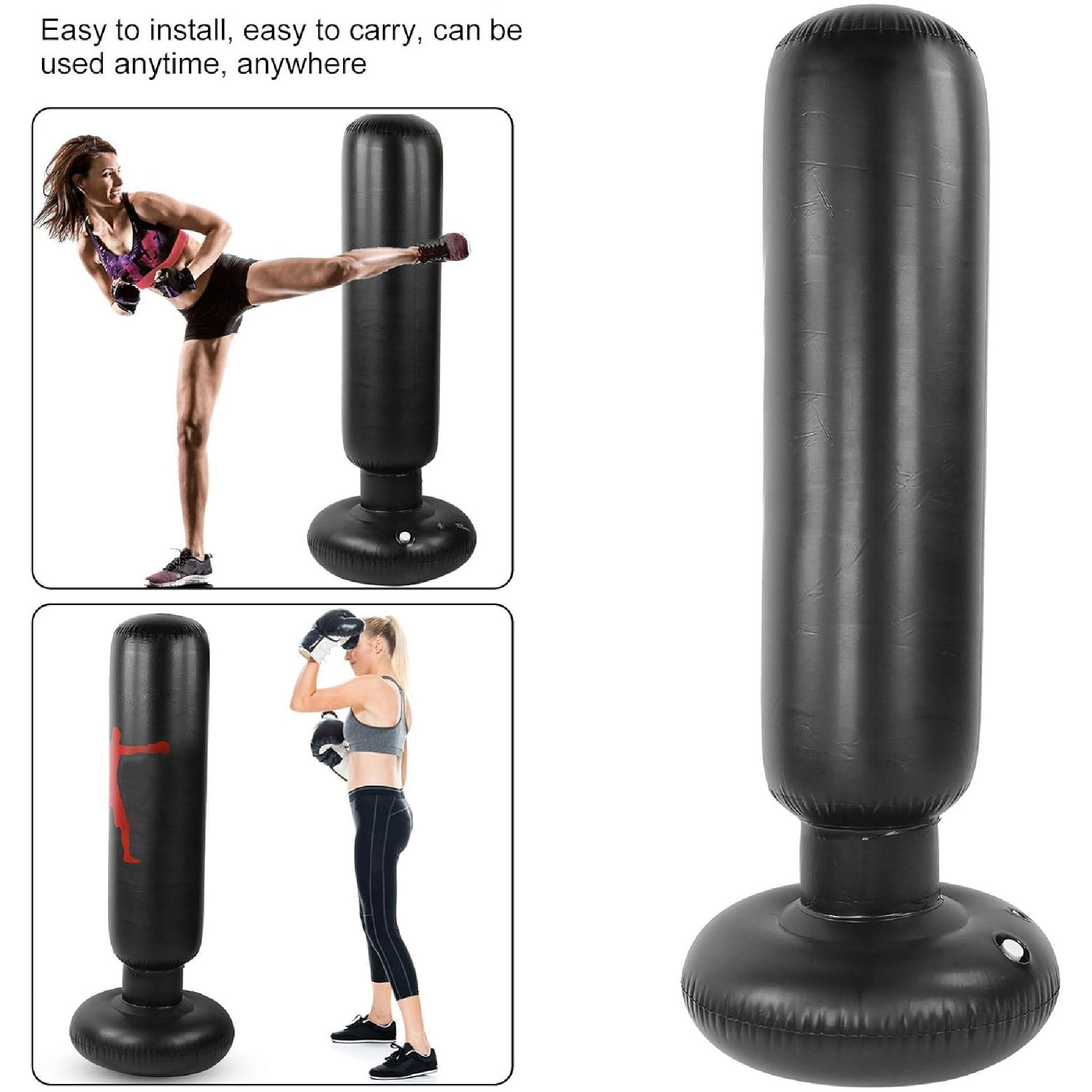 Miniatura 4 de Saco Boxeo Inflable Fitness Con Guantes