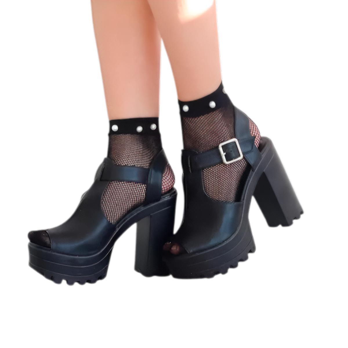 Miniatura 4 de Medias Perladas Malla Negras OE-200