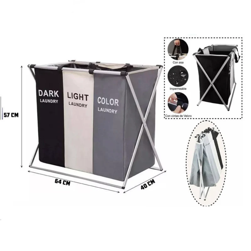 CESTO TRIPLE PLEGABLE ROPA