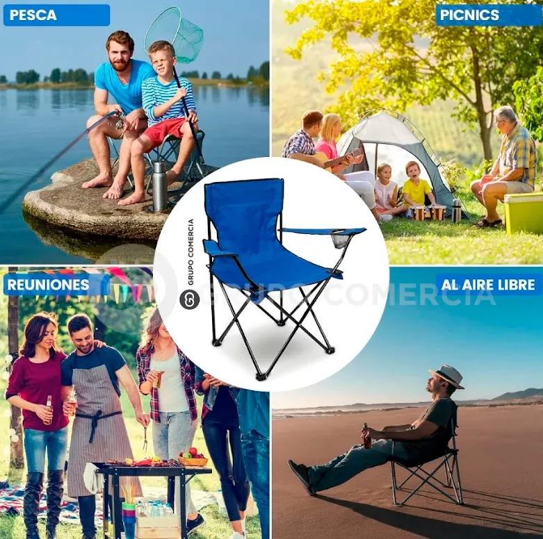 SILLA CAMPING PLEGABLE PORTATIL - COLOR: NEGRO