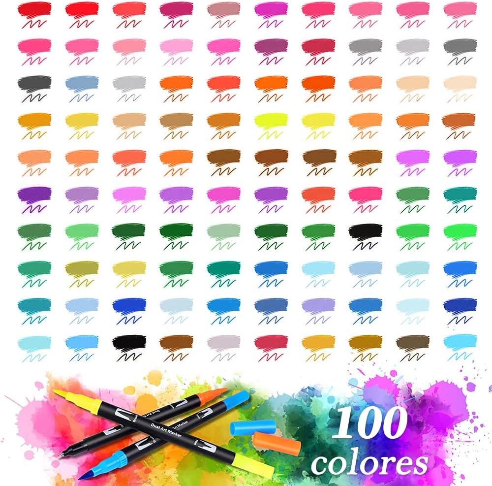 Miniatura 2 de Marcadores Artísticos Doble Punta 100pc