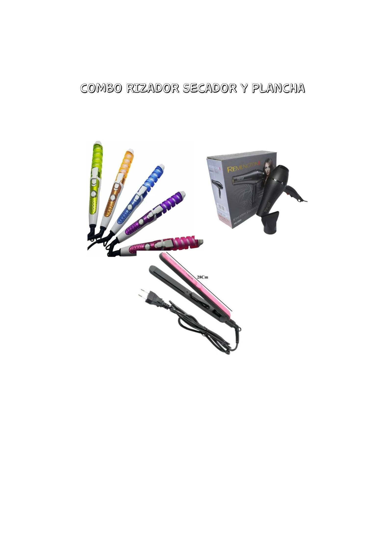 COMBO DE RIZADOR,  SECADOR Y PLANCHA