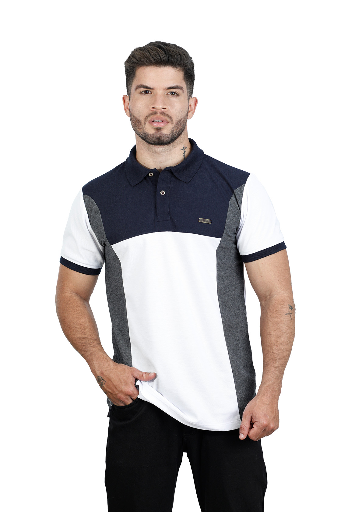 081D POLO COMBINADA AZULOSC BLANCO CROSS