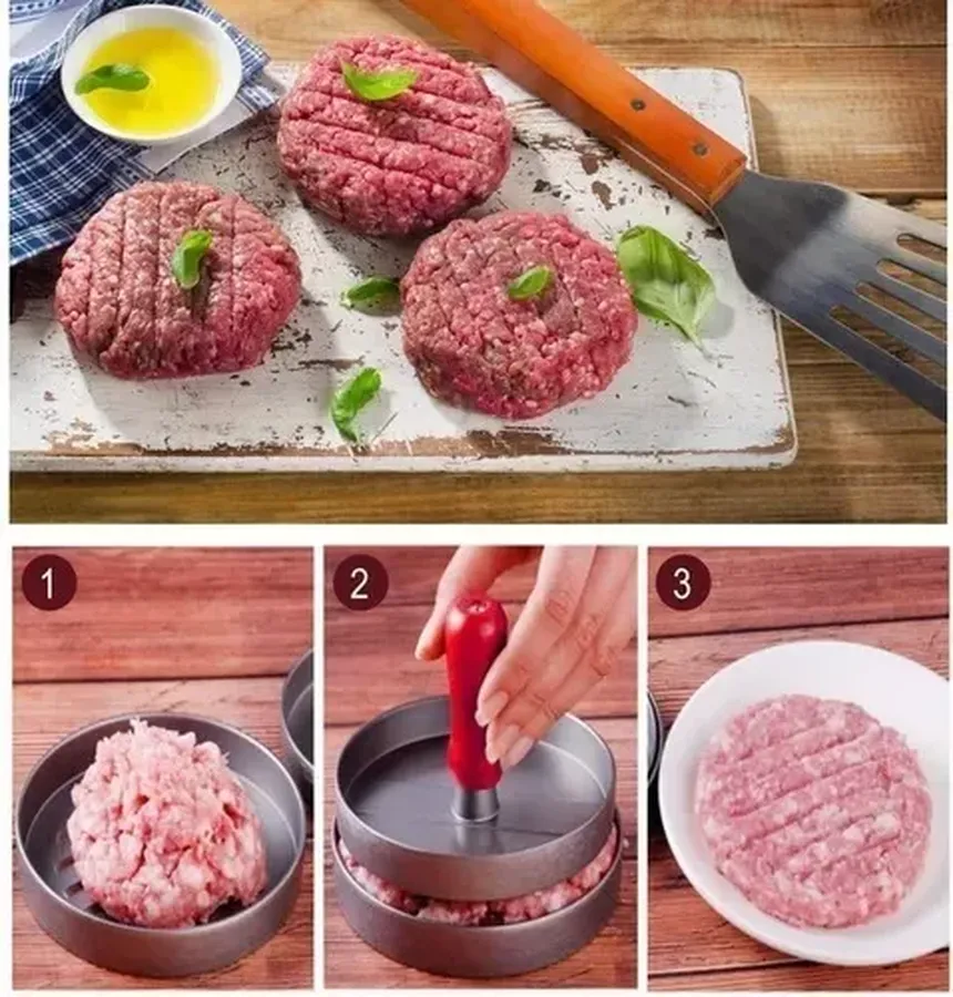 Miniatura 2 de Molde Prensa Aplastador Manual Carne