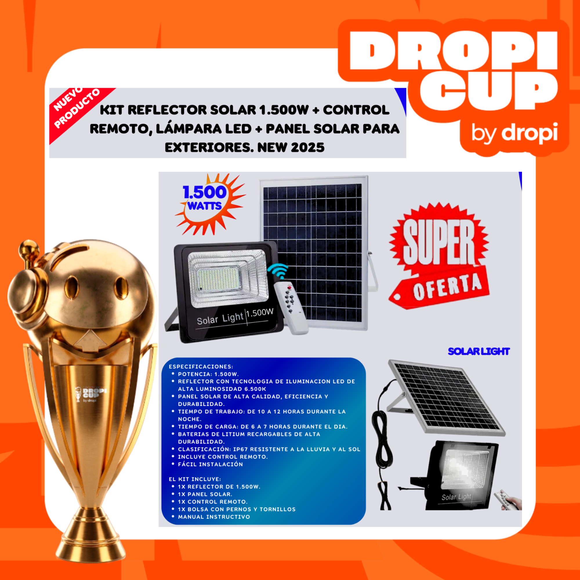 Kit Reflector Solar 1500W DROPI CUP