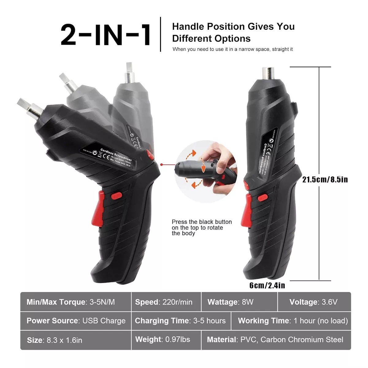 Miniatura 6 de Destornillador inalámbrico + Llave Unive