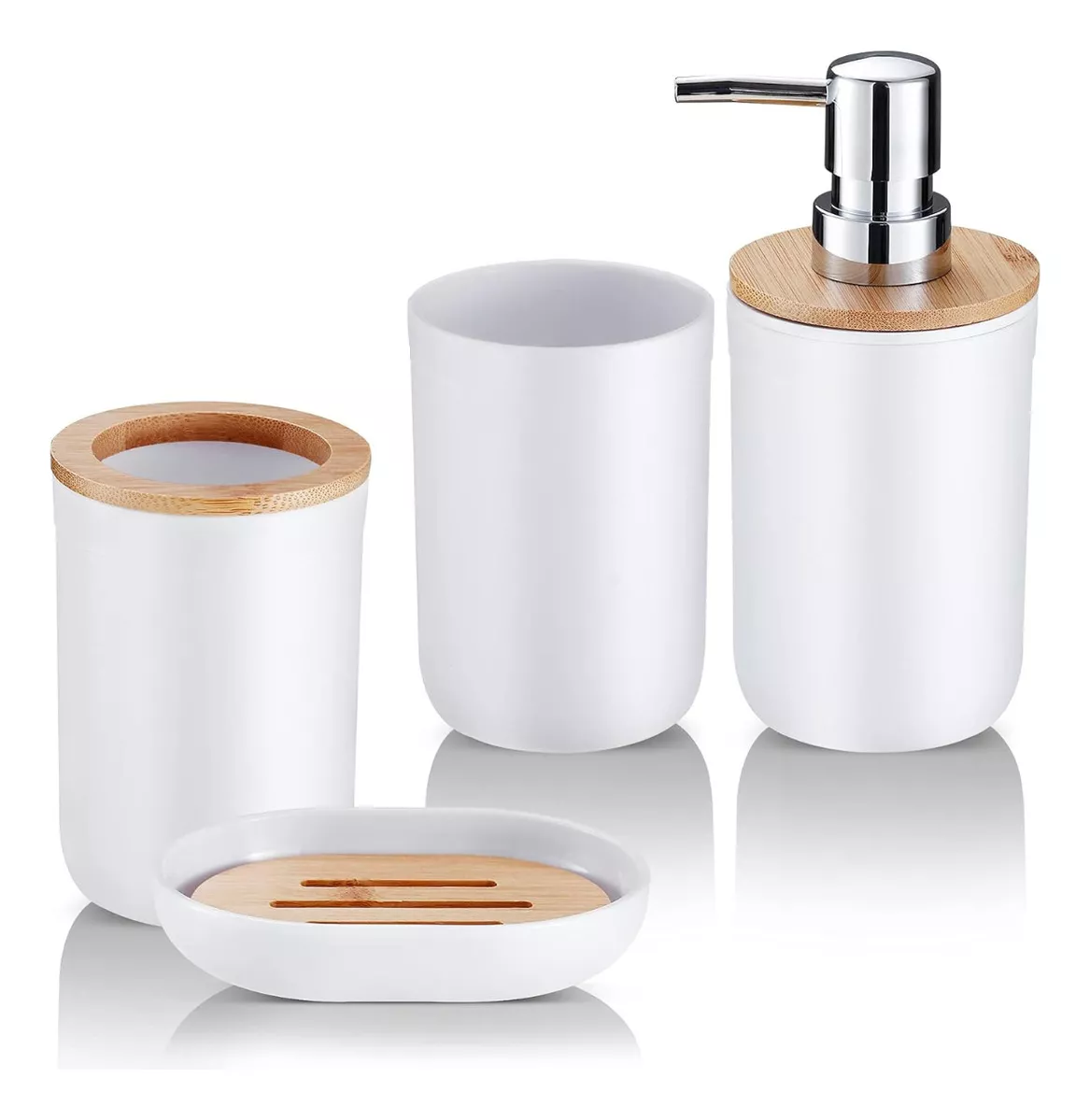 🌿 Juego de Accesorios de Baño de Bambú - Estilo Ecológico para tu Hogar