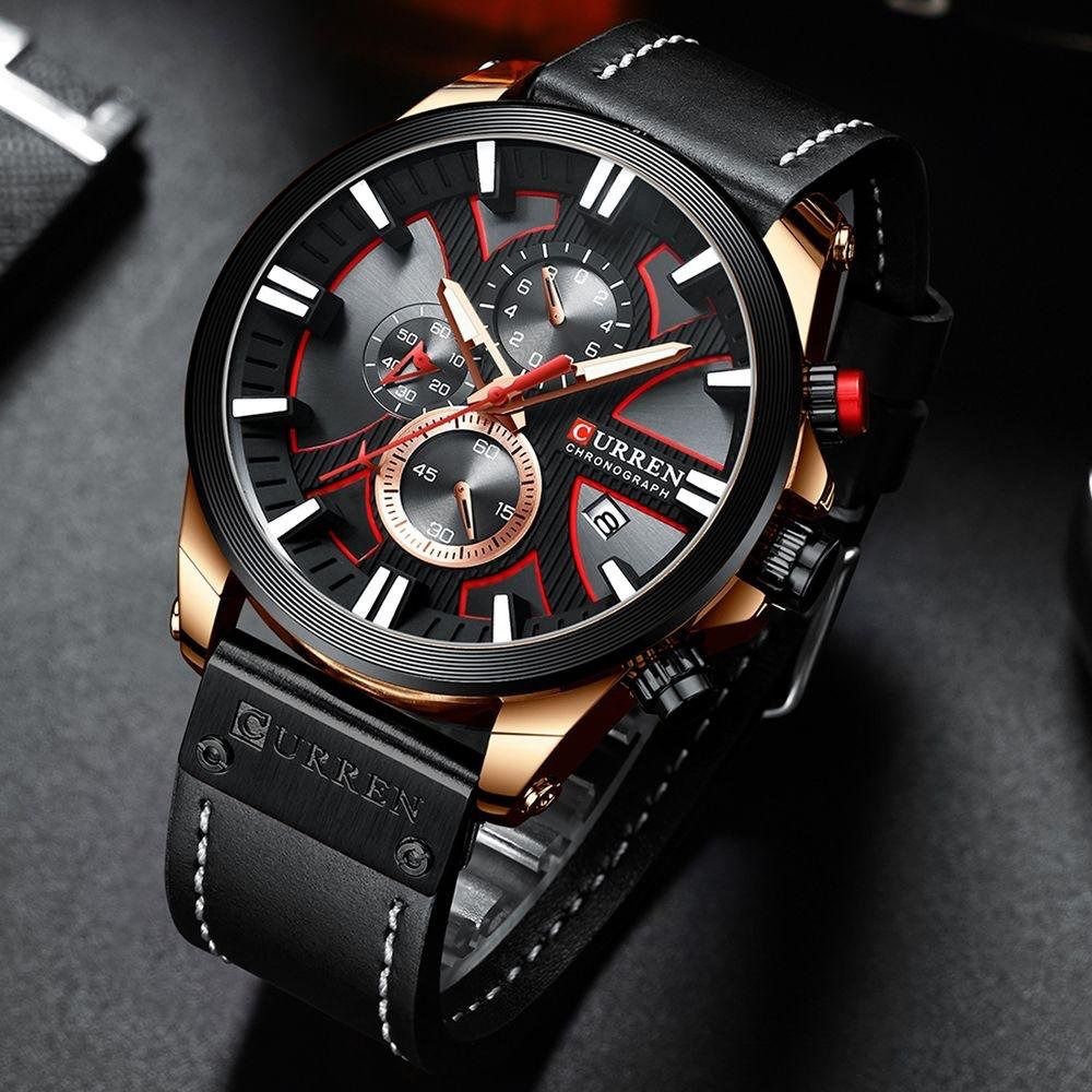 Reloj Para Hombre Curren 8346 Con Cronografo Correa Cuero