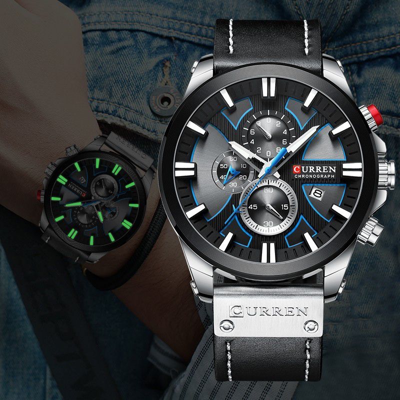 Reloj Para Hombre Curren 8346 Con Cronografo Correa Cuero
