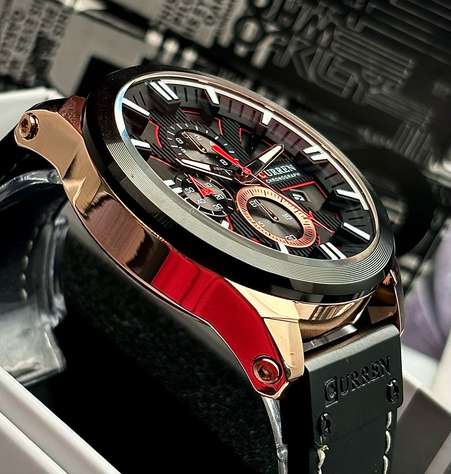 Reloj Para Hombre Curren 8346 Con Cronografo Correa Cuero