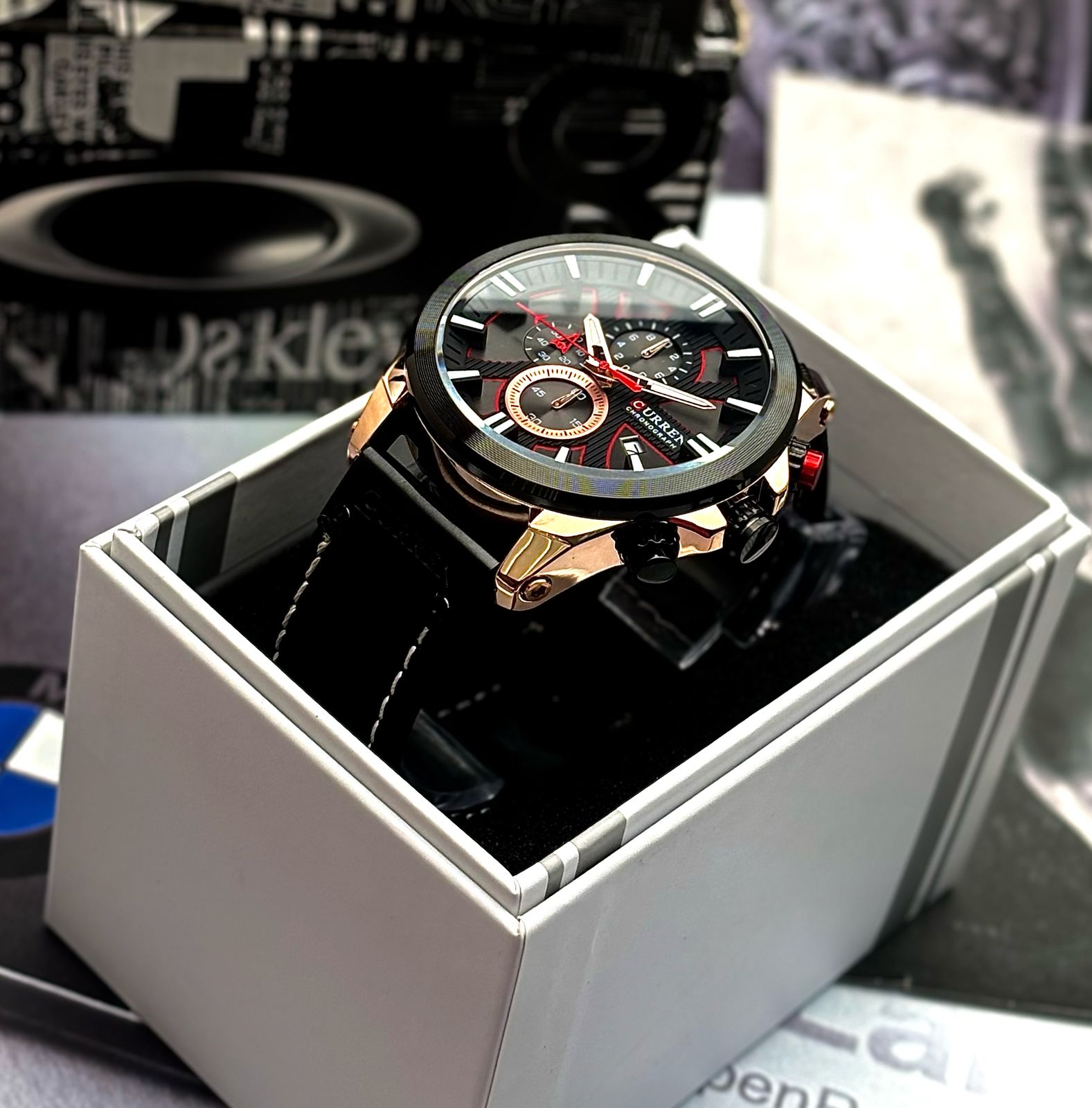 Reloj Para Hombre Curren 8346 Con Cronografo Correa Cuero