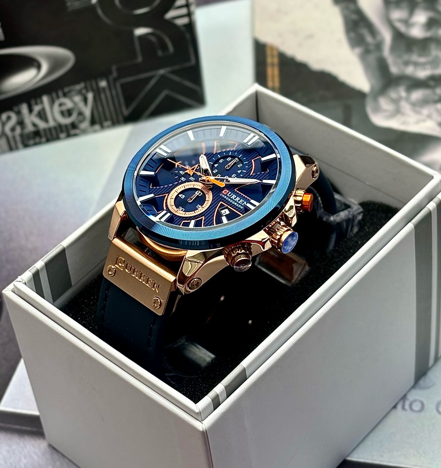 Reloj Para Hombre Curren 8346 Con Cronografo Correa Cuero
