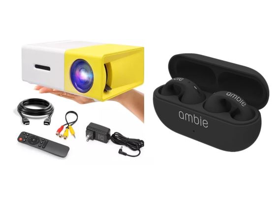 Mini Proyector + Audifonos Ambie sound