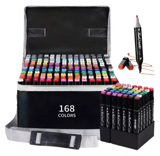 Miniatura 2 de Marcadores Plumones Doble Punta 168 Pcs
