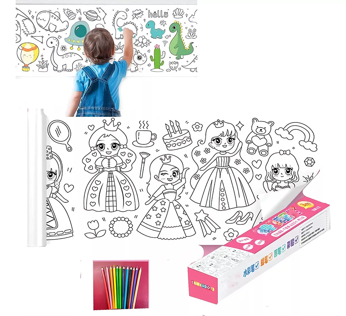 ROLLO DE PAPEL PARA COLOREAR DUBUJOS