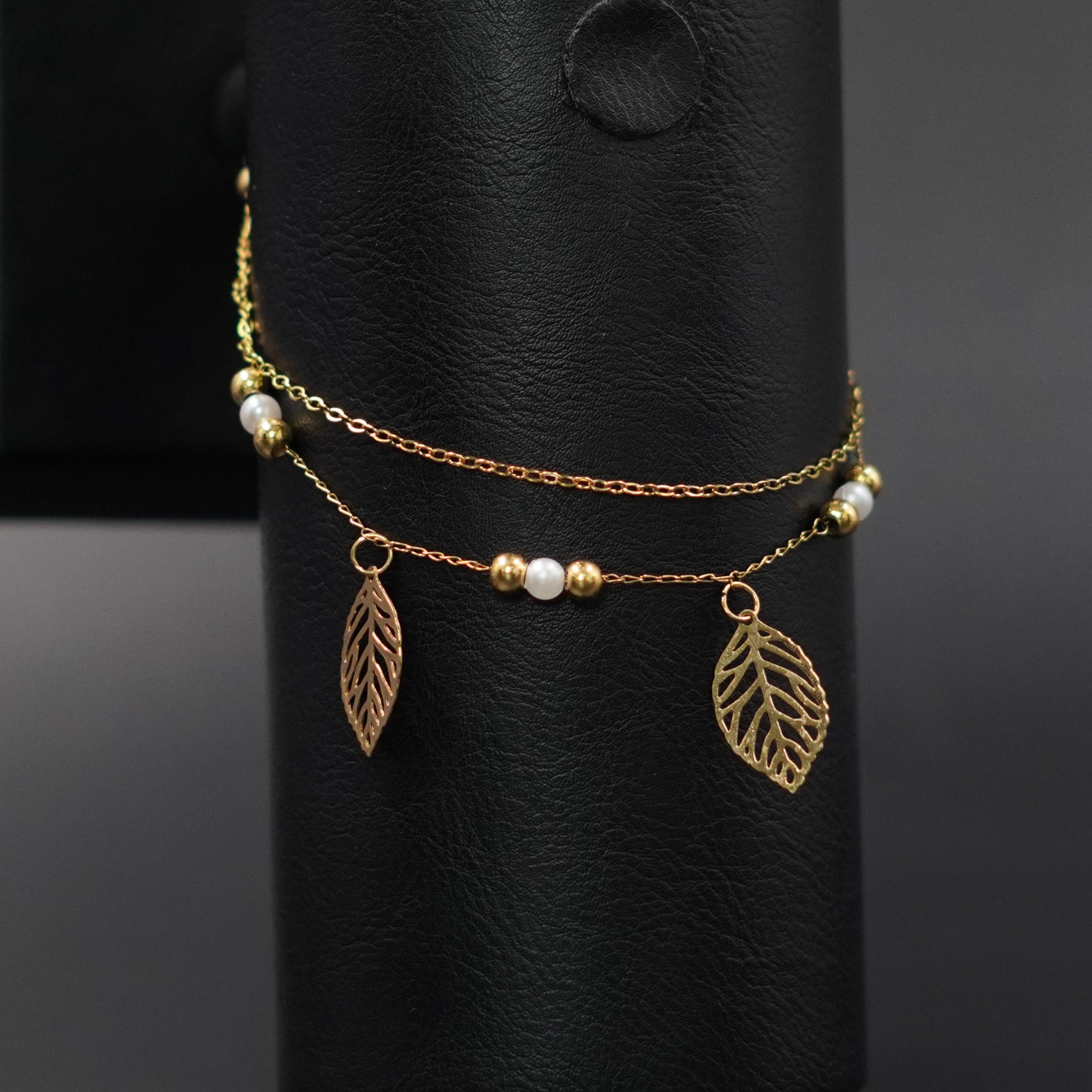 Miniatura 2 de TOBILLERA DE HOJAS DOBLE CADENA