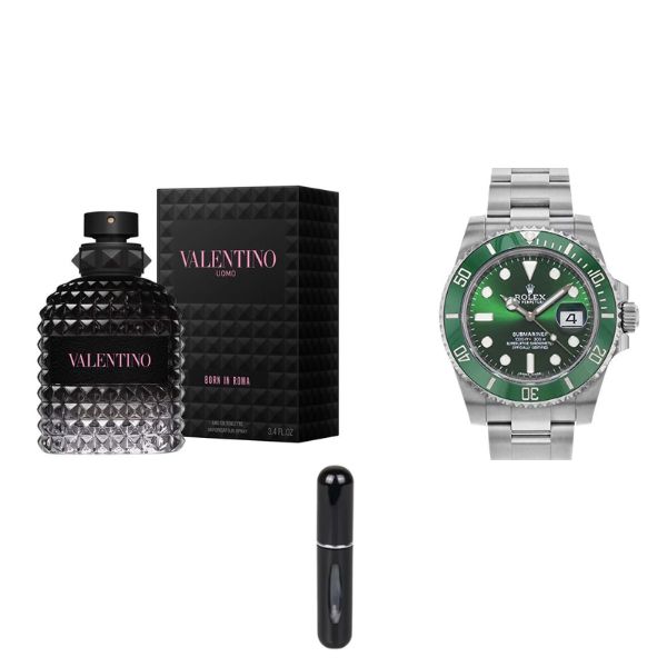 1 BORNROMA+RELOJ ROLEXPLATAVERDE+1PERFUM