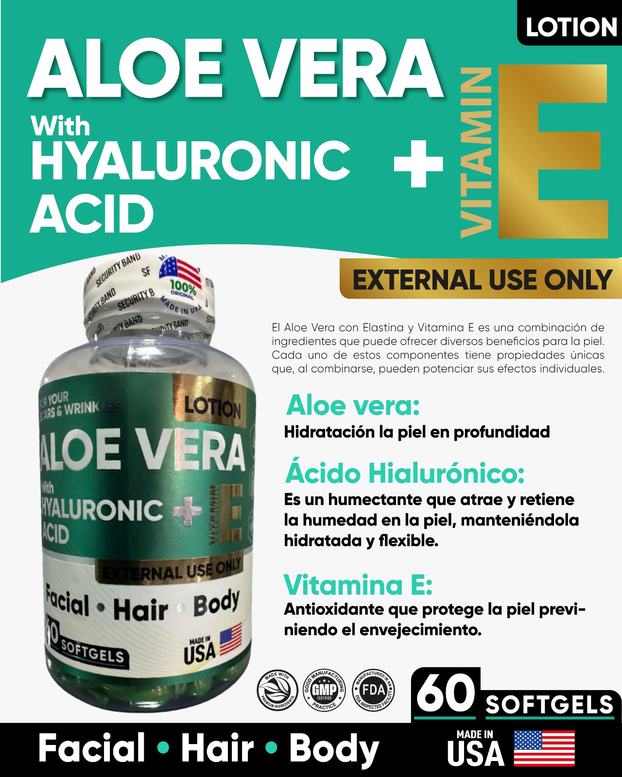Aloe Vera Acido Hialuronico + vit E