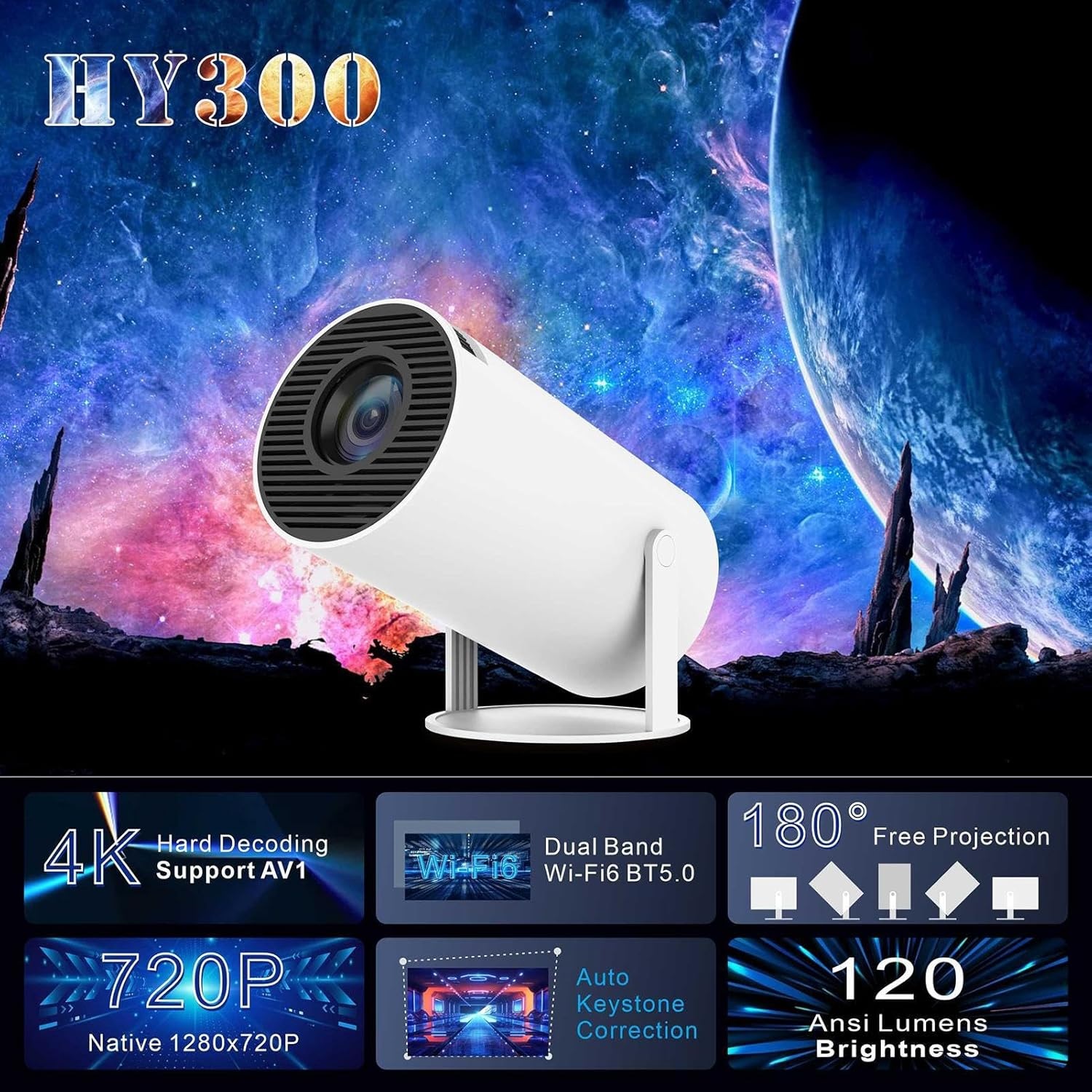 Miniatura 2 de Miniproyector HY300PRO para Dormitorio