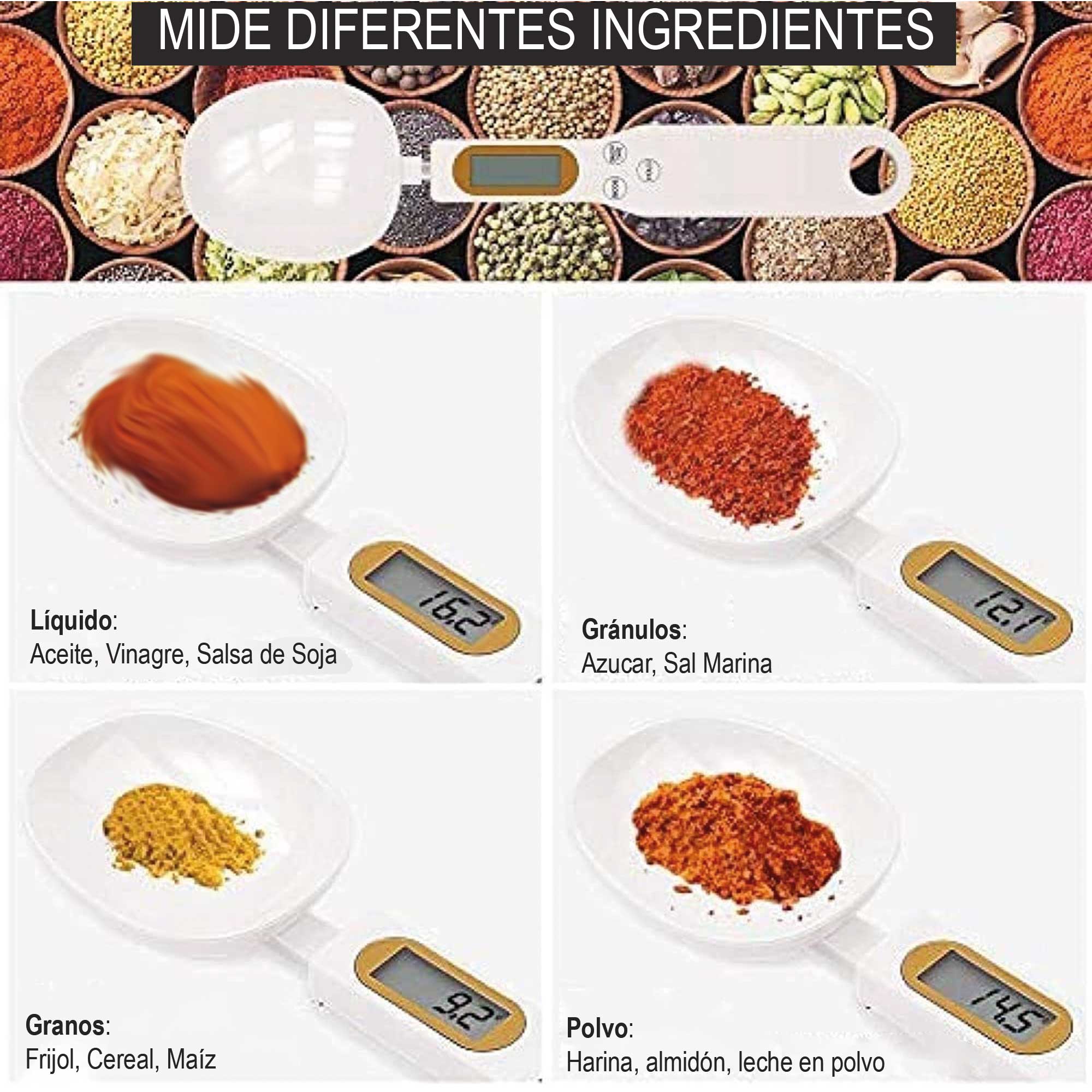 Miniatura 6 de Cuchara balanza gramera 500 gramos