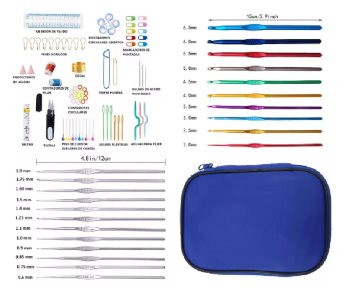 Miniatura 2 de Kit De Agujas De Tejer Aluminio 127pcs