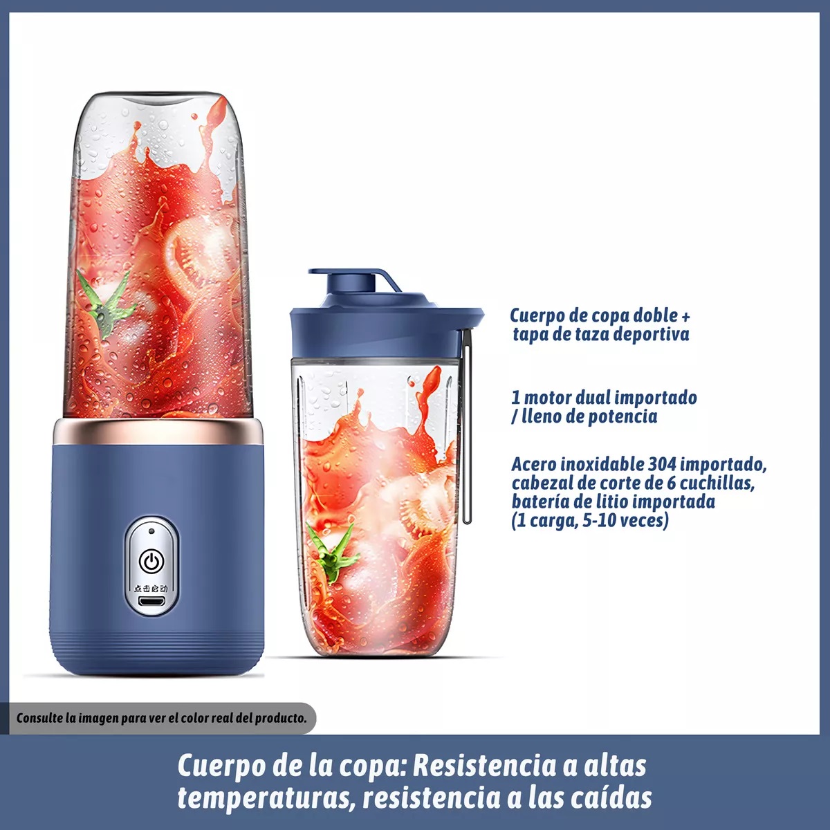 Miniatura 4 de Licuadora Portatil Batidos con vaso