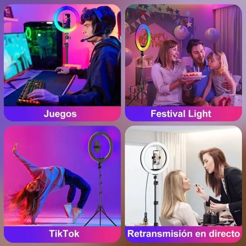 ARO LUZ RGB CON TRIPODE 33CM