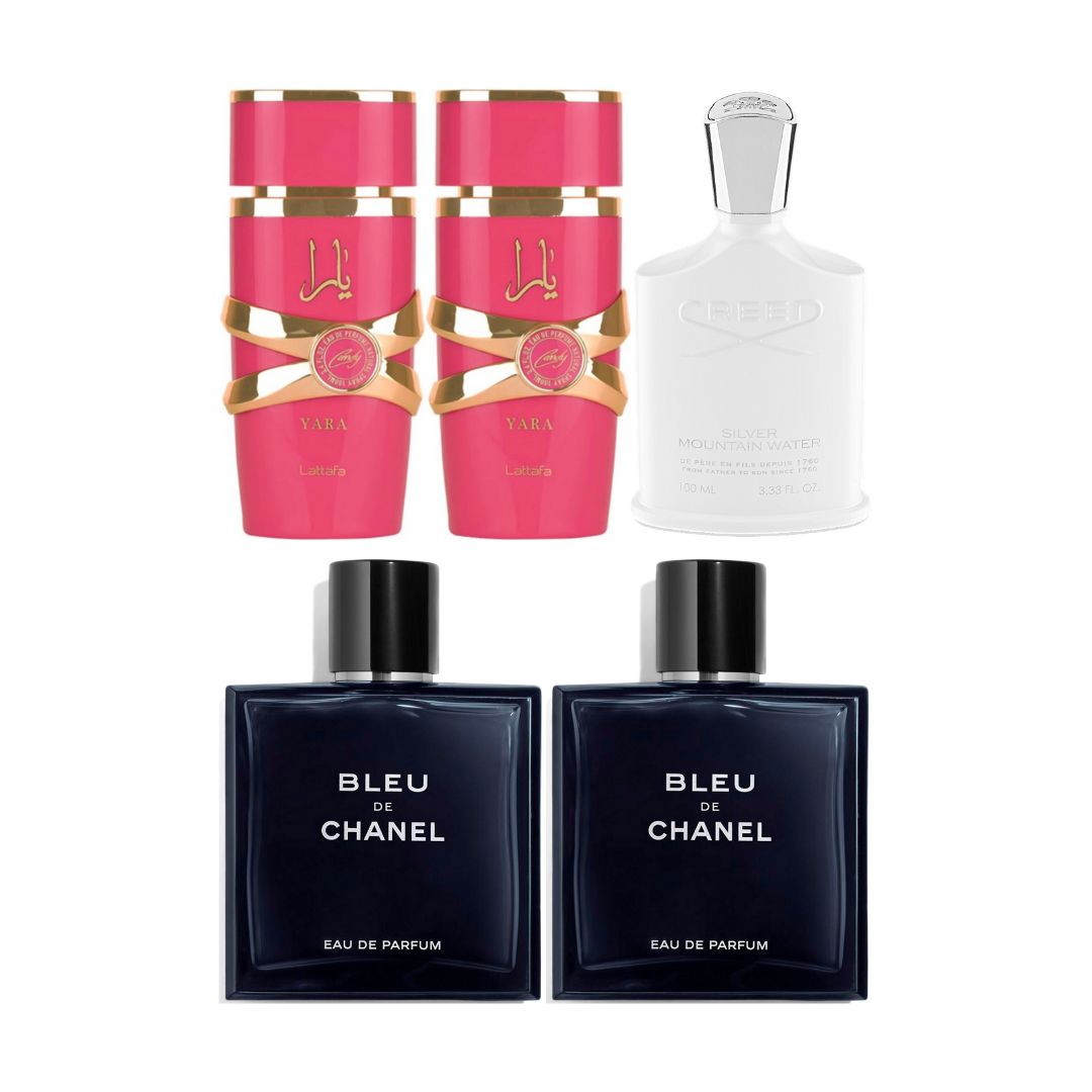 2 YARA CANDY+ 2 BLEU + 1 CREED SILVER